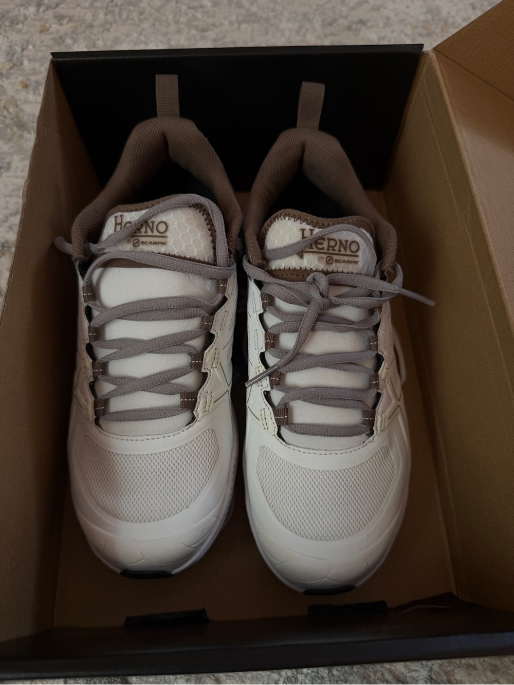 Herno White and Brown Low-Top Sneakers
